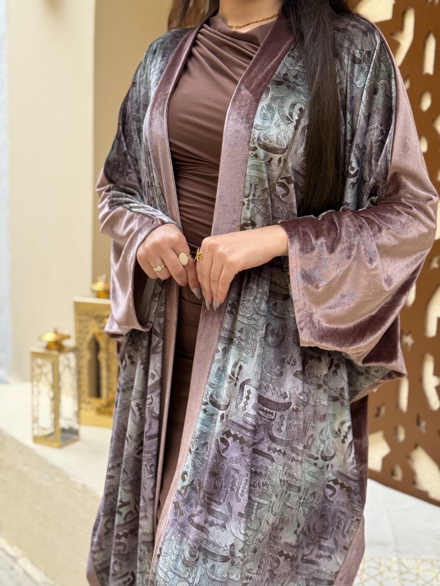 Printed Velvet Kaftan