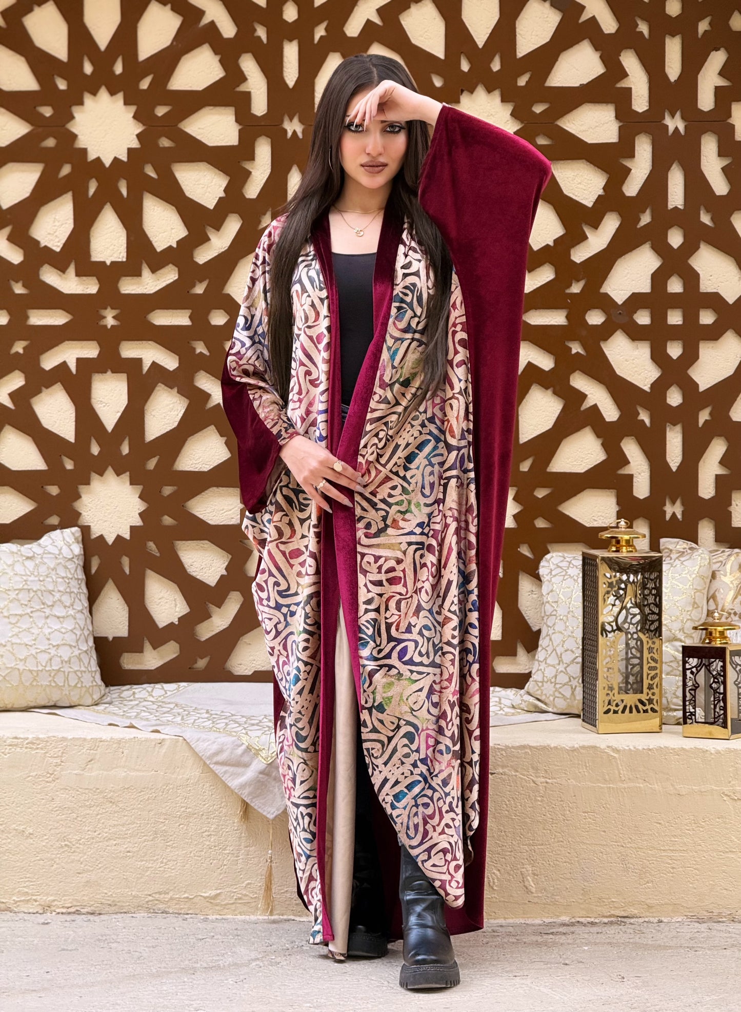Printed Velvet Kaftan