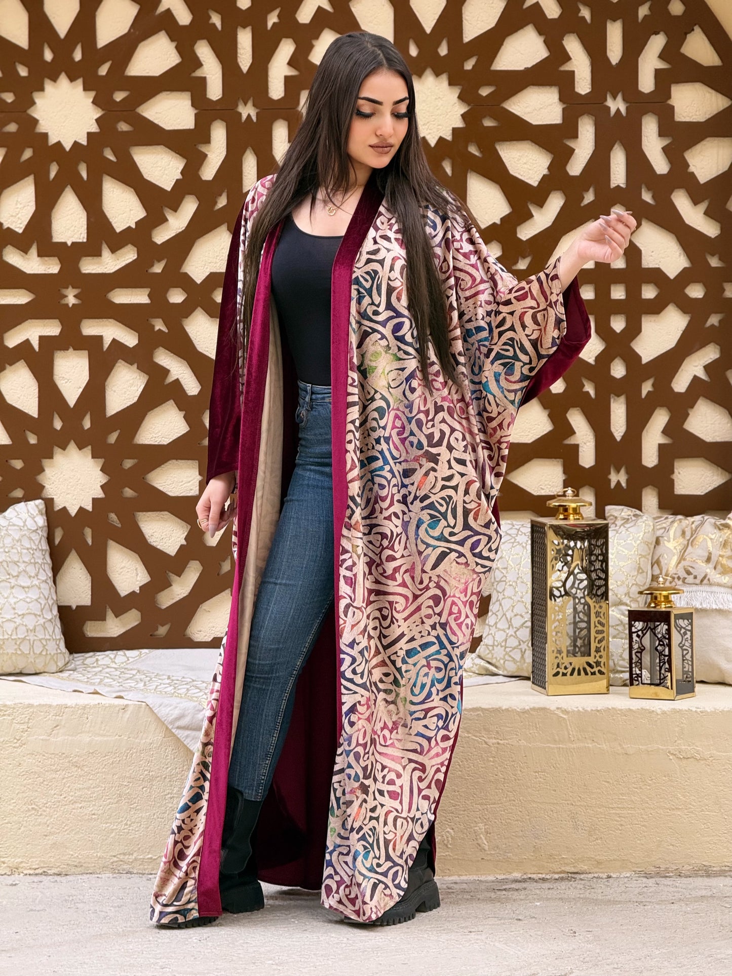 Printed Velvet Kaftan