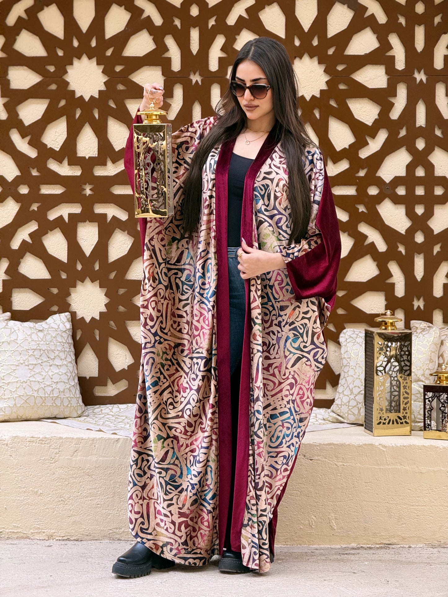 Printed Velvet Kaftan