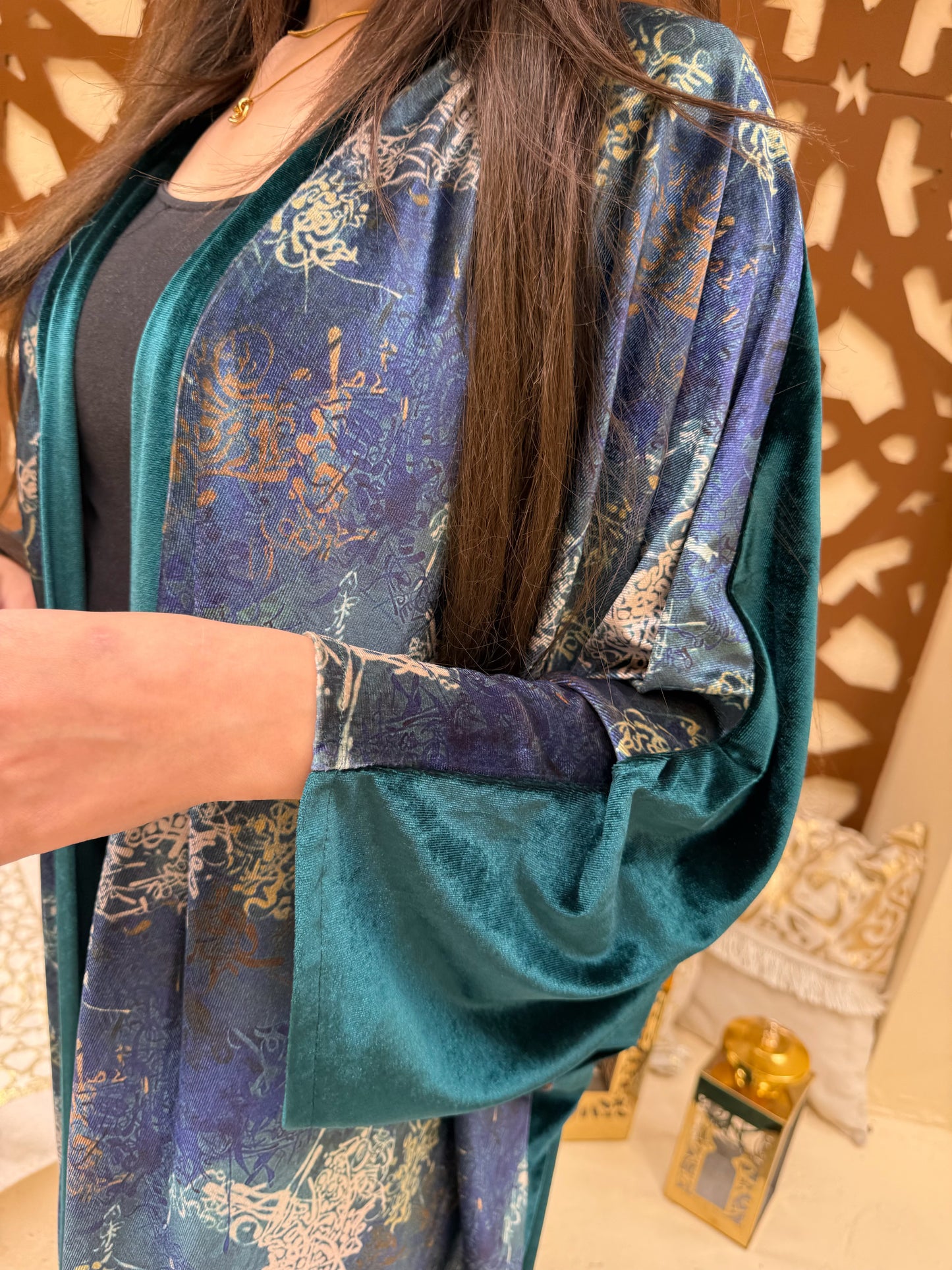 Printed Velvet Kaftan