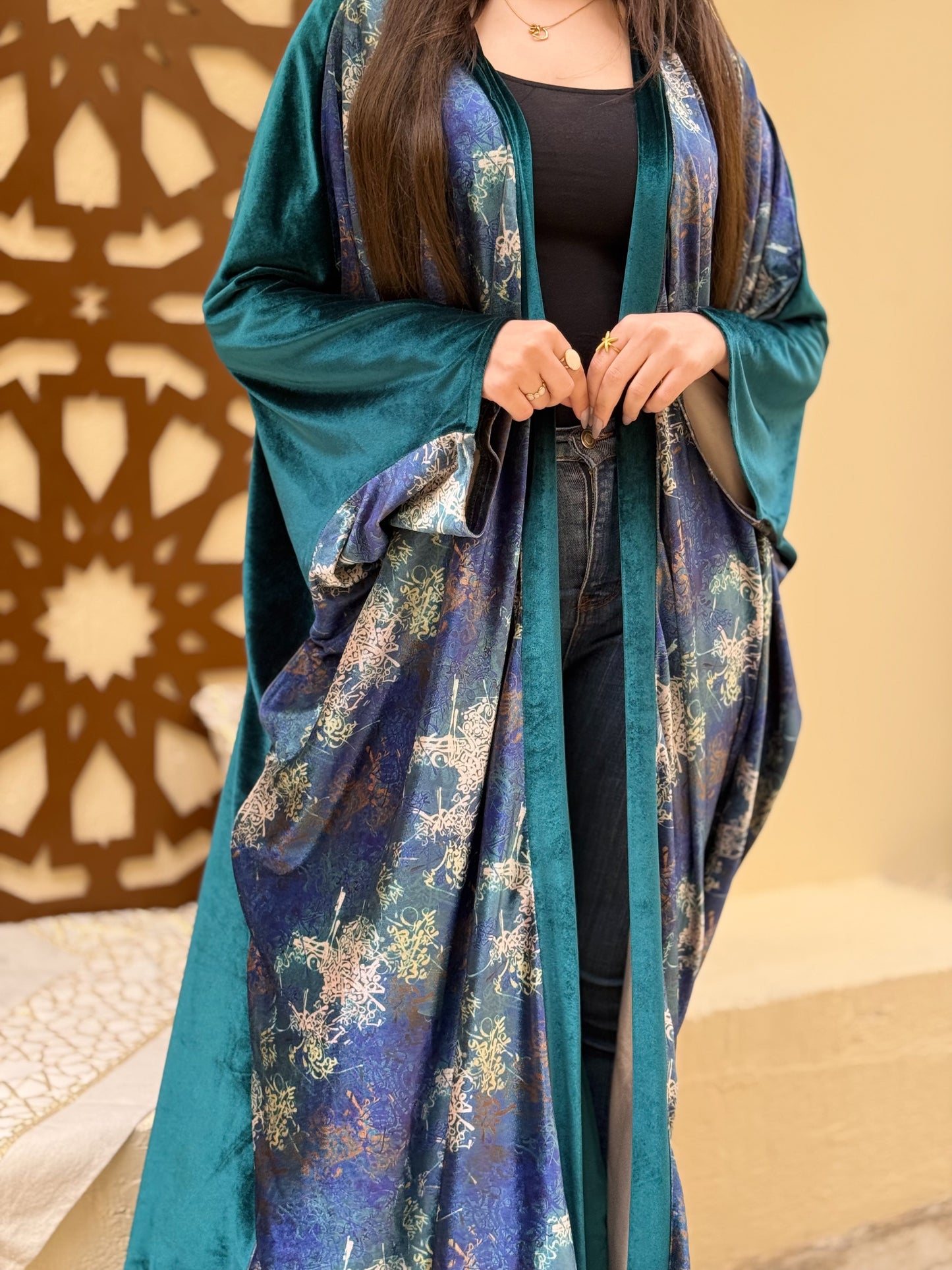 Printed Velvet Kaftan